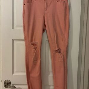 Old Navy Pink Rockstar Mid-Rise Stretch Distressed Jeans